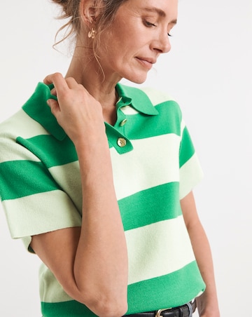 Green Stripe Short Sleeve Jumper