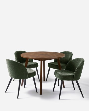 Oslo Round Dining Table with 4 Emilie Chenille Chairs