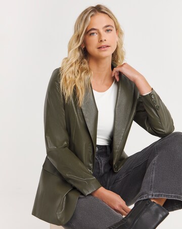Khaki PU Blazer