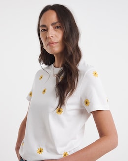 Pure Cotton Floral Embriodered T-Shirt