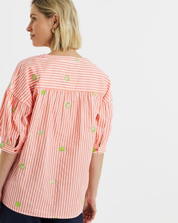 Embroidered Stripe Tunic Top
