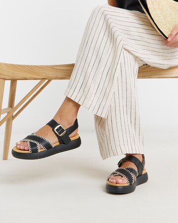 Heavenly Feet Dina Stitch Detail Buckle Sandals - Wide Fit (E)