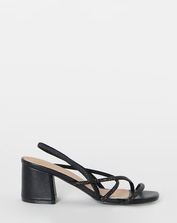 Canberra Strappy Diamante Low Block Heels - Wide Fit (E)