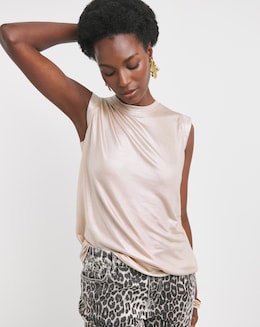 Champagne Crew Neck Foiled Tank