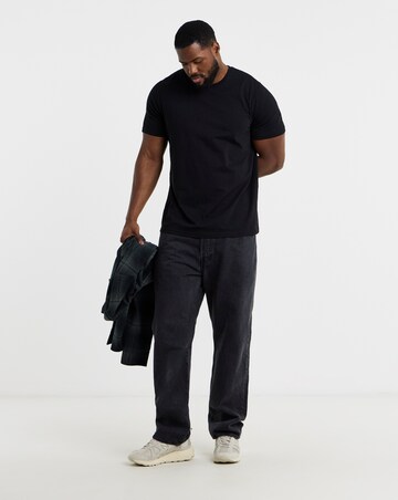 5 Pack Black Crew Neck T-Shirts Long