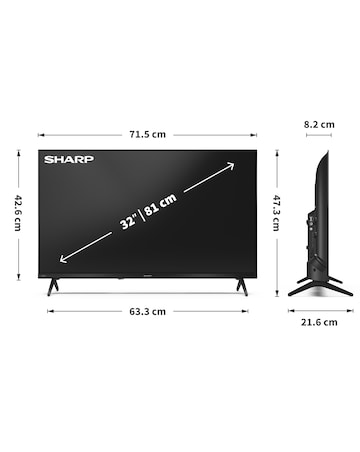 SHARP 1T-C32HE3245KB 32in QLED HD Ready Smart TiVo LED TV with Freely