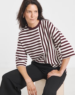Burgundy Stripe Heavyweight T-Shirt