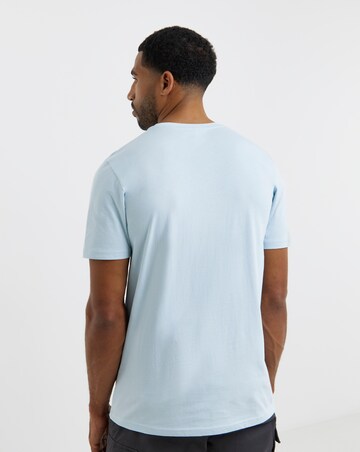 Pure Cotton Crew Neck T-Shirt Long-Blue