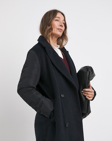 Navy Hybrid Bomber Longline Coat