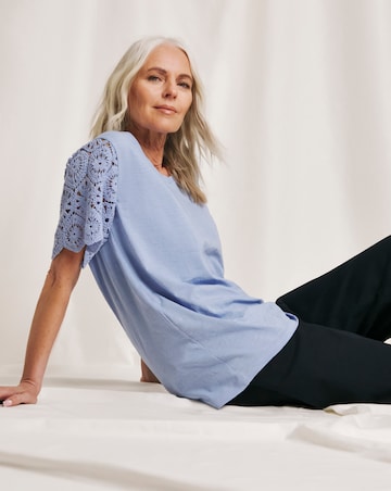 Julipa Pure Cotton Crochet Sleeve T-Shirt