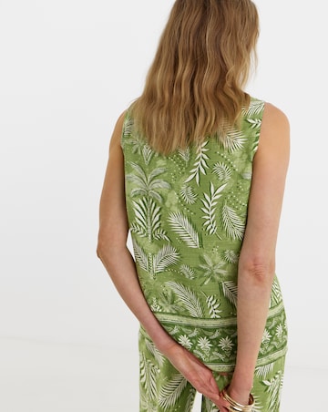 Printed Linen Mix Sleeveless Shell Top