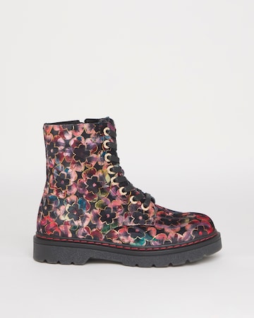Heavenly Feet Justina Lace Up Chunky Boot Ex Wide Fit