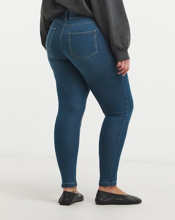 Amber Mid Blue Pull On Skinny Jeggings