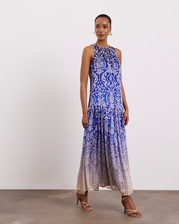 Joanna Hope Printed Halter Neck Dress With Metallic Thread