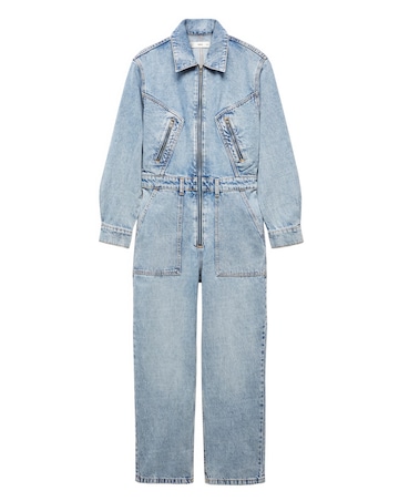 Mango One-Piece Denim Zipper Jumpsuit