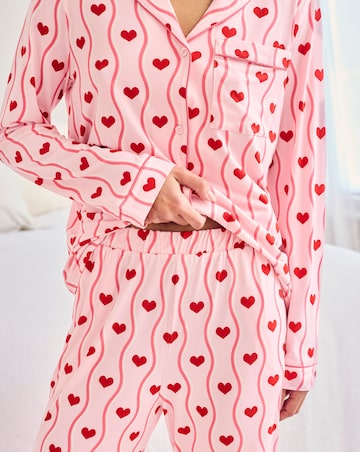 Chelsea Peers Classic Button Up Pyjama Set Heart Print