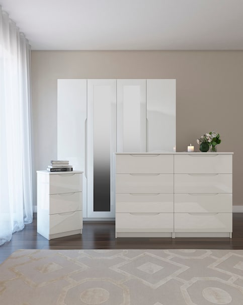 Sorrento High Gloss Assembled 2 Drawer Bedside Table
