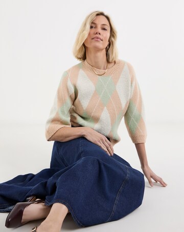 Argyle Wide Half Sleeve Jumper