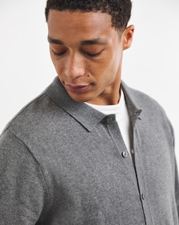 Cashmere Button Through Long Sleeve Polo