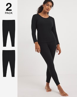 Pretty Secrets (2 Pack) Thermal Leggings Black