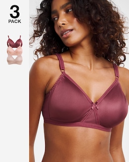 Pretty Secrets 3 Pack Moulded Full Cup Non Wired Bras B-E Brown Multi