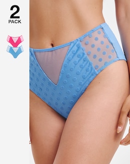 Pretty Secrets 2 Pack Hannah Everyday Spot Mesh Brief Knickers
