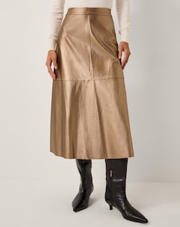 Monsoon Pippa Faux Leather Midi Skirt