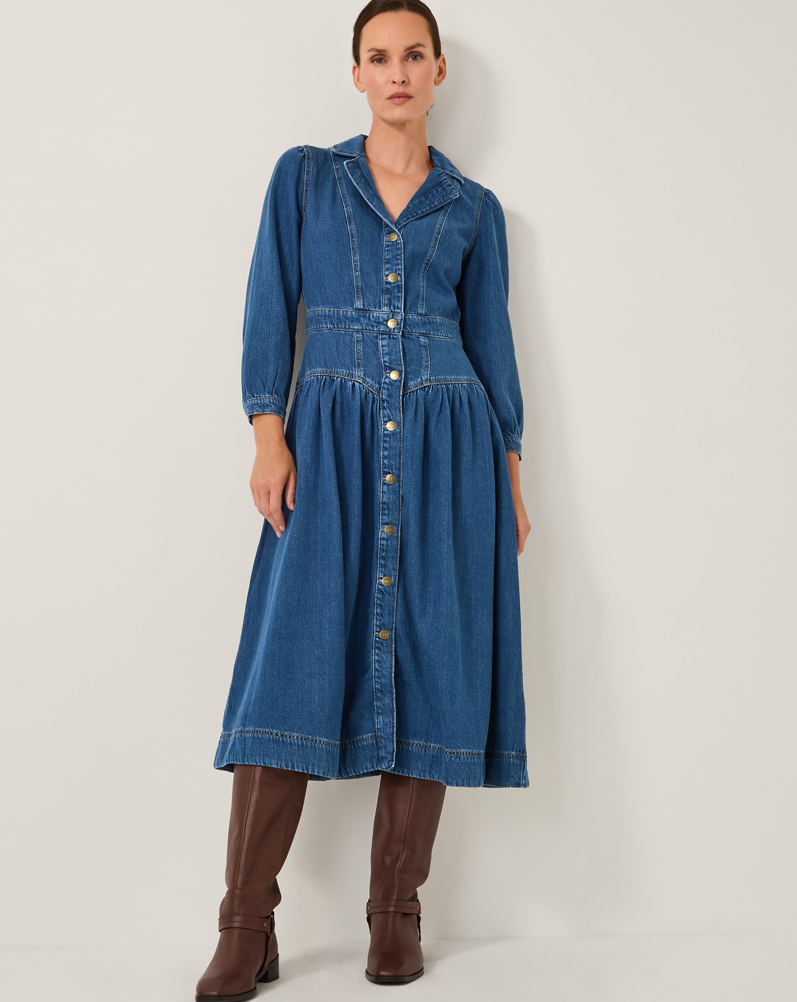 Monsoon Maya Zip Denim Midi Dress | Ambrose Wilson