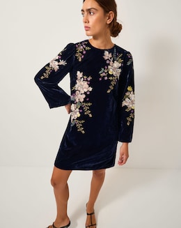 Monsoon Fallon Floral Velvet Mini Dress