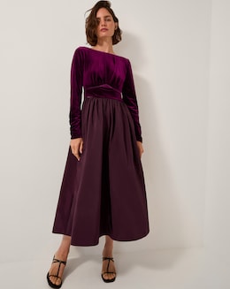 Monsoon Vita Velvet Midi Dress