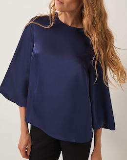 Monsoon Ingrid Bell Sleeve Satin Blouse