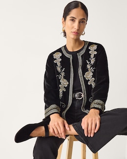 Monsoon Heather Floral Velvet Jacket