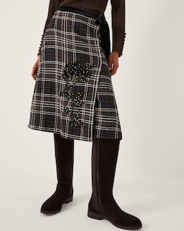 Monsoon Rue Tartan Wrap Midi Skirt