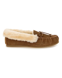 Fiora Suede Moccasin Slippers - Wide Fit (E)