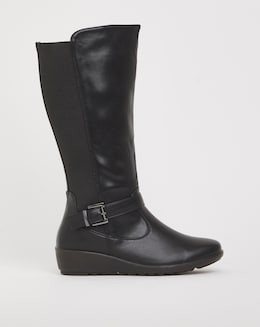 Cushion Walk Stretch Mid Leg Boot Wide E Fit Curvy Plus Calf