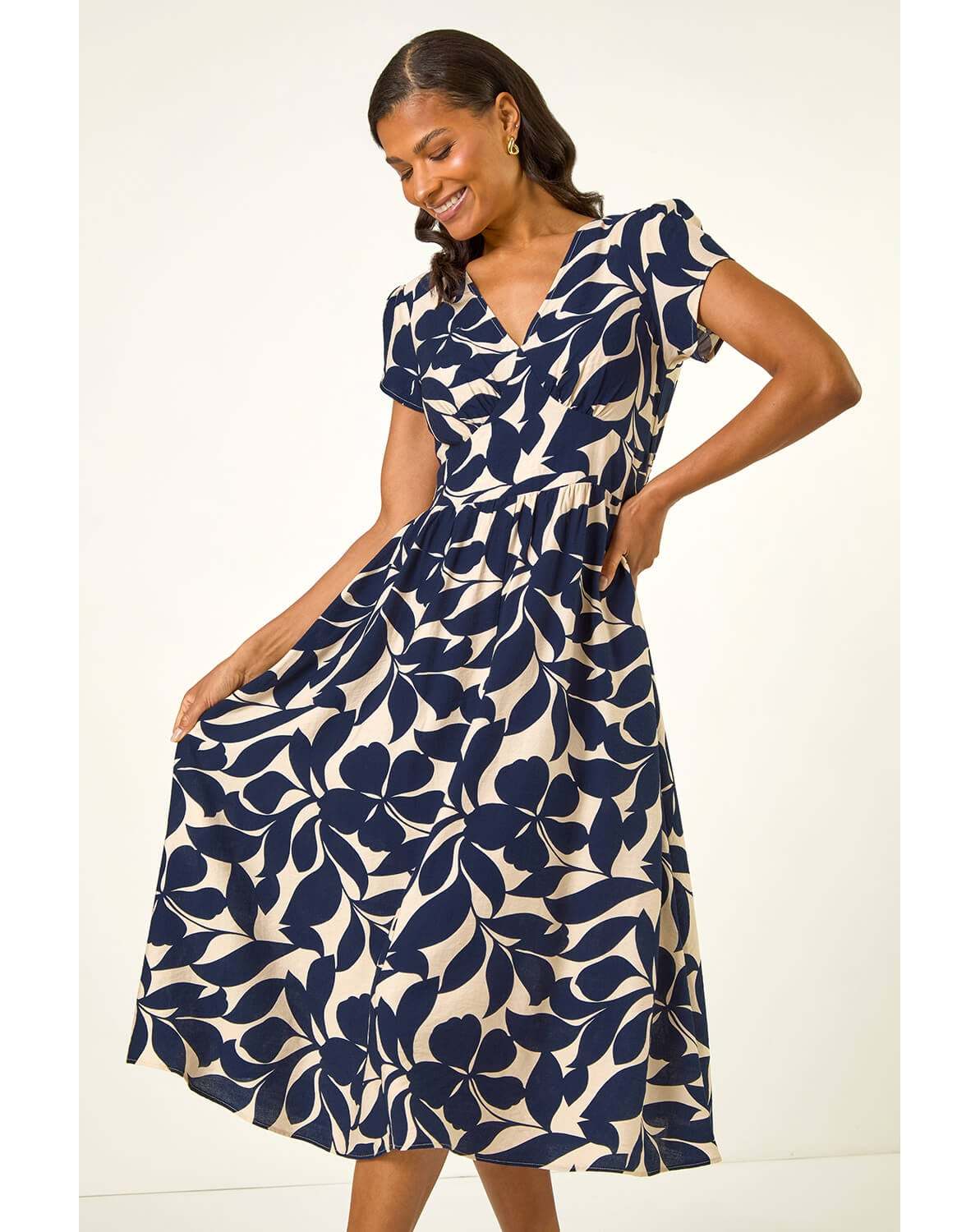 Roman Heart Print Ruched Midi Dress | Ambrose Wilson