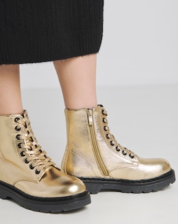 Heavenly Feet Justina Lace Up Chunky Boot Wide E Fit
