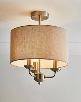 Fulford Brushed Silver &amp; Linen Ceiling Light