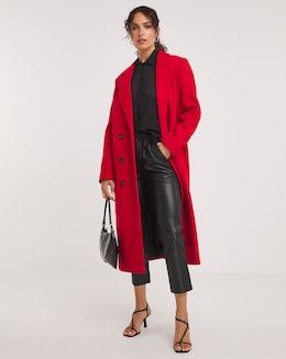 Red Double Breasted Relaxed Coat