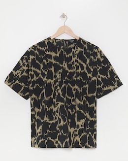 Printed Crepe Boxy Short Sleeve Top