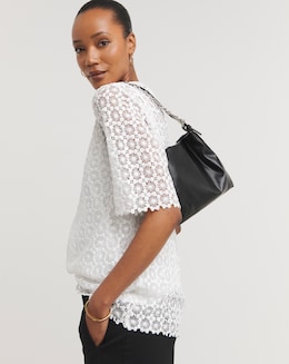 Short Sleeve Lace Top With Cami
