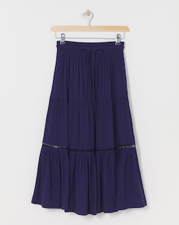 Indigo Crinkle Midi Skirt