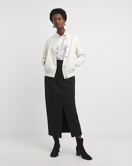Black Ponte Column Midaxi Skirt