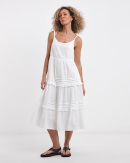 Anise White Broderie Frill Trim Sundress