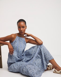 Anise Floral Print Ladder Trim Maxi Dress