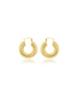 9ct Yellow Gold Thick Twist  Hoop Earrings