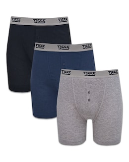 D555 Big &amp; Tall Driver-1 Pack of 3 Cotton Boxer Short - (Black/Grey/Navy)