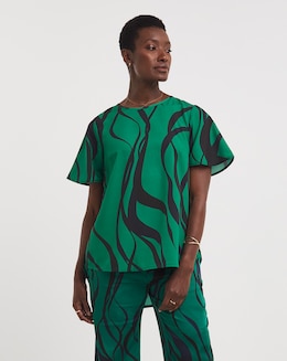 Printed Short Sleeved Woven Top