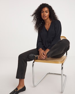 Placket Front Pocket Blouse