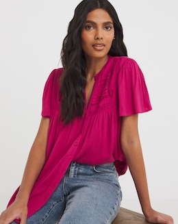 Crinkle Ladder Insert Blouse
